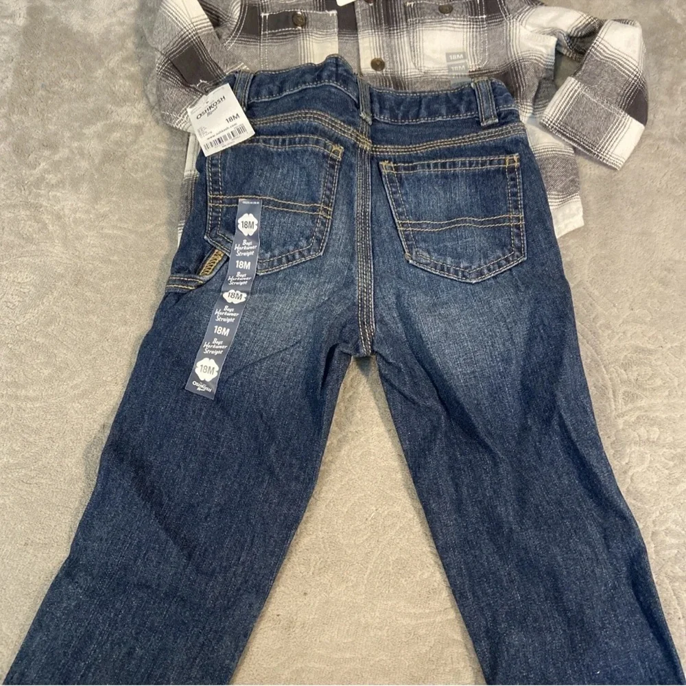 Boys Oshkosh outfit 18M NWT jeans hoodie